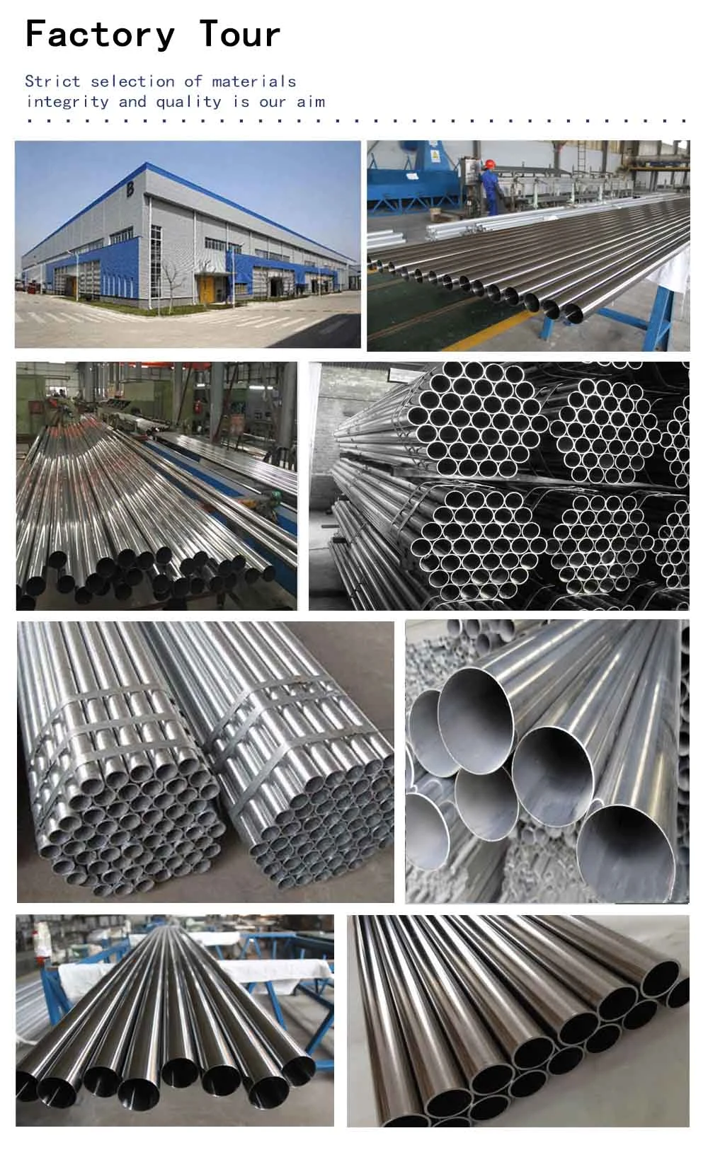 High Quality 201 304 304L 316 316L Ss Round Pipe/ Tube ERW Welding Line Type Stainless Steel Tubing Prices